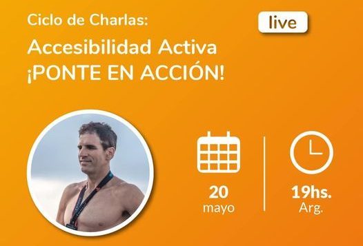 Imagen que invita al ciclo de charlas Accesibilidad Activa: ¡Ponte en Acción!El jueves 20 de mayo a las 19:00hrs Arg desde www.instagram.com/comparlante conversaremos con Martin Kremenchuzky sobre accesibilidad activa.