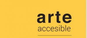 Image with yellow background stating accessible art