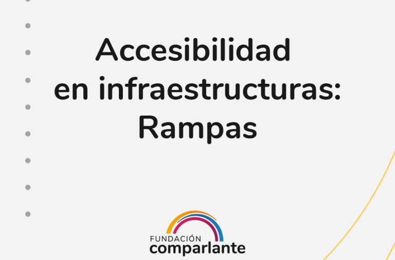 Image in which one can read “Infrastructure Accessibility: Ramps”. Below, the logo of Fundación Comparlante.